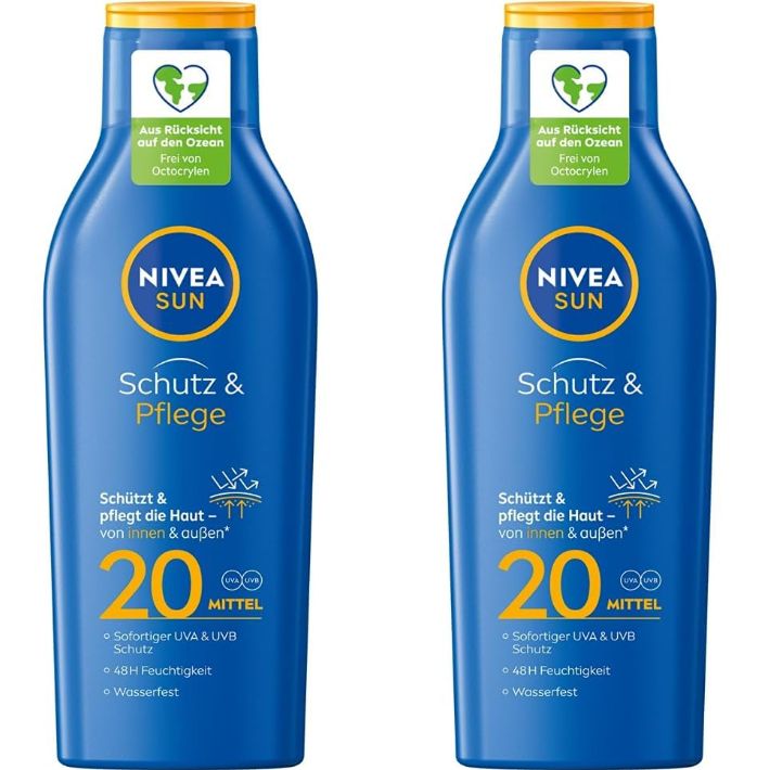 2 x 250ml NIVEA SUN Schutz & Pflege Sonnenmilch LSF 20 für 7,90€ (statt 15€)