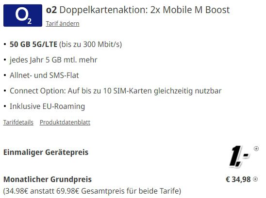 Samsung Galaxy S22 5G für 1€ + 2 x o2 Grow Allnet Flat mit 50GB 5G für 34,98€ mtl.