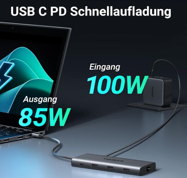 UGREEN Revodok Pro 210 HUB   USB C auf HDMI, LAN, USB C & mehr für 41,99€ (statt 60€)