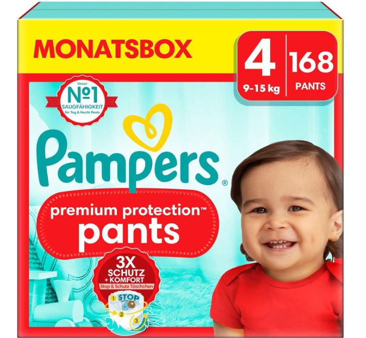 168er Pampers Baby Windeln Pants Größe 4   9kg bis 15kg ab 48,58€ (statt 63€)