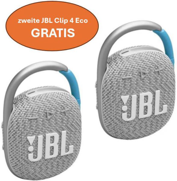 2 x JBL Clip 4 Tragbarer Bluetooth Outdoor Lautsprecher für 59,90€ (statt 80€)