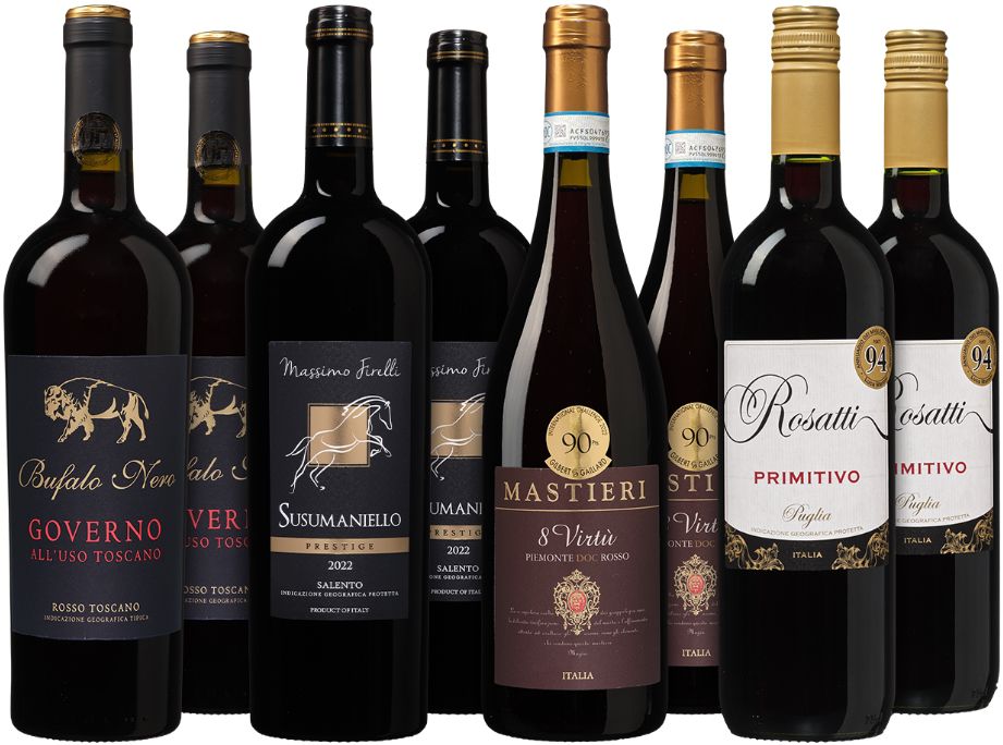 🍷 Bombastisches Italien Paket mit 8 Weinen für 60,45€ (statt 90€)