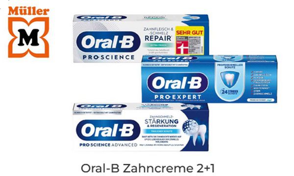 Couponplatz: 2x Oral B Zahncreme kaufen und 1x Oral B Zahncreme gratis dazu