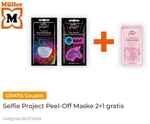 Couponplatz: Selfie Project Peel Off Maske 2x kaufen,1 gratis dazu