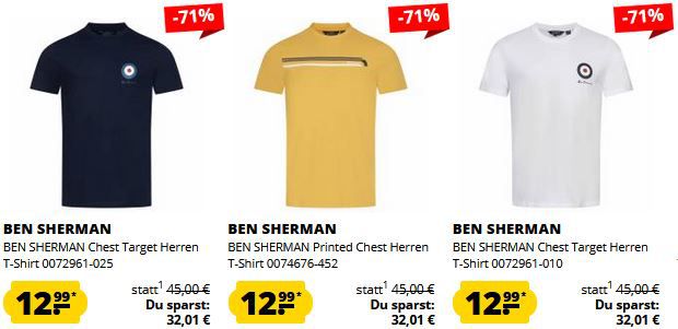 Ben Sherman T Shirt Sale   je T Shirt ab nur 12,99€ (statt 24€)   24 Designs!