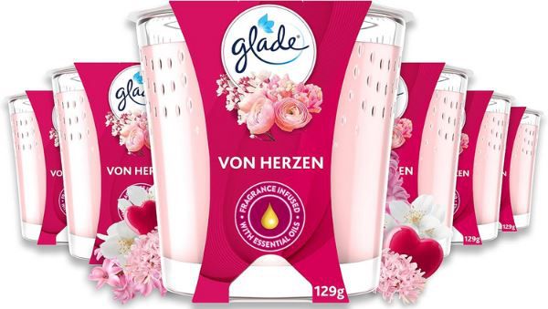 6er Pack Glade Duft Kerze im Glas, I Love You ab 10,35€ (statt 24€)