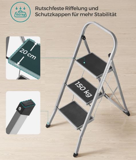 Songmics Trittleiter mit 3 Stufen bis 150kg für 28,99€ (statt 39€)