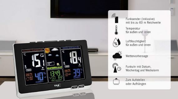 TFA Dostmann Spring Digitale Wetterstation mit Außensensor für 39,29€ (statt 54€)