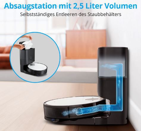 Medion X50 SW Saug  & Wischroboter mit Absaugstation ab 292,95€ (statt 337€)