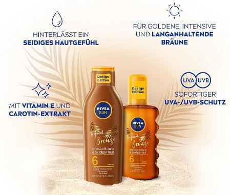 Nivea Sun Tropical Bronze Ölspray LSF 6, 200ml ab 7,16€ (statt 10€)