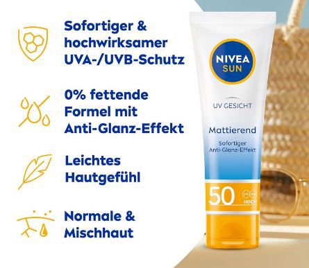 Nivea Sun UV Gesicht Sonnenschutz, LSF 50 ab 8,75€ (statt 11€)