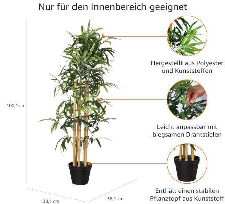 Amazon Basics Kunststoff Bambus mit Blumentopf, 100cm für 32,33€ (statt 40€)