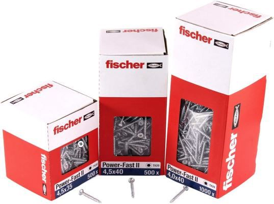 200er Pack fischer Power Fast II Spanplattenschrauben, 4.5x40 für 6,60€ (statt 10€)