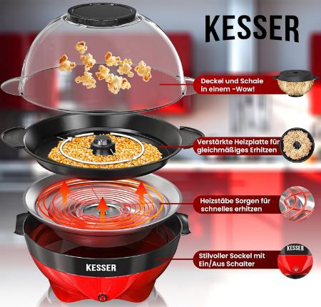 Kesser Popcorn Maker mit 5,5L + Zubehör für 36,80€ (statt 45€)