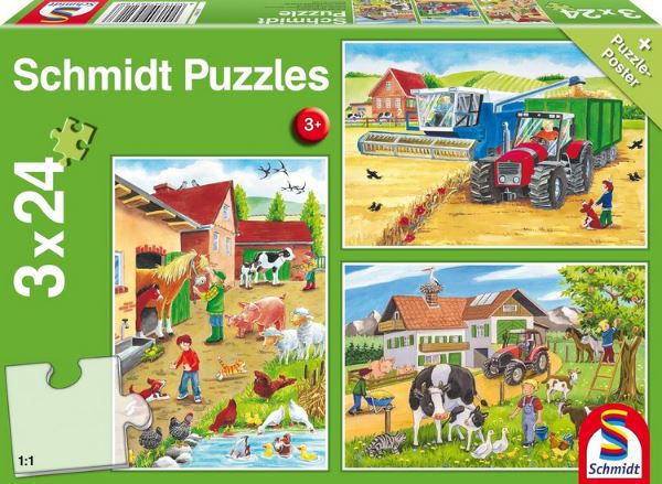 Schmidt Spiele   Auf dem Bauernhof, 3x24 Teile Puzzle für 6,94€ (statt 10€)