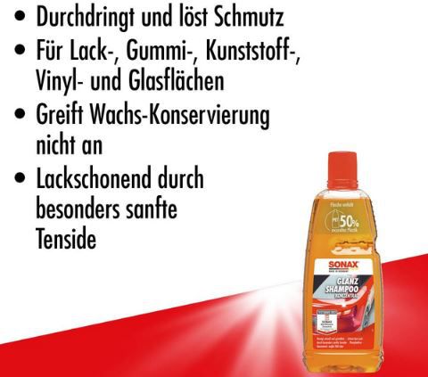 Sonax GlanzShampoo Konzentrat, 1 Liter für 6,99€ (statt 9€)