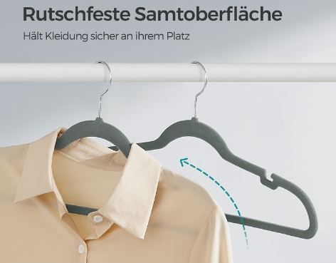 50er Pack Songmics Kleiderbügel mit Samtoberfläche für 17,99€ (statt 26€)