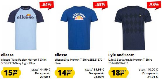 👕 SportSpar: 10% Extra Rabatt auf ALLE T Shirts   z.B. Ellesse Shirt ab 14€