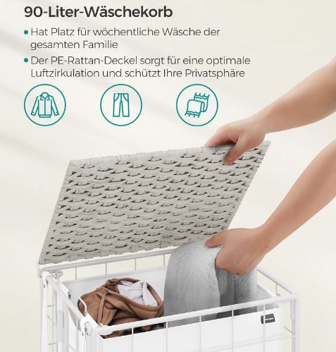 Songmics Wäschesammler mit Rollen & Wäschesack für 29,99€ (statt 43€)