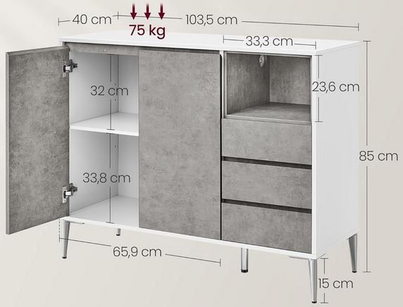 Vasagle Sideboard mit Türen & Schubladen für 74,99€ (statt 100€)