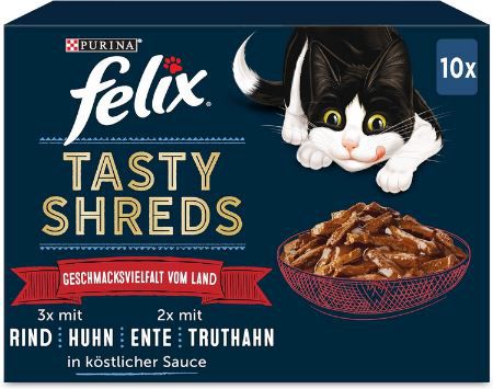 60er Pack Felix Tasty Shreds Katzenfutter ab 21,95€ (statt 30€)