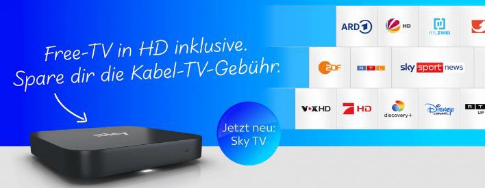 Sky TV inkl. Sky Q IPTV Box inkl HD TV für 10€ mtl (statt 15€) + 50€ Wunschgutschein