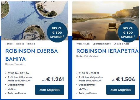 🏖️ Robinson Hotel Summer Sale bis zu 550€ Rabatt + bis zu 300€ Extra Rabatt