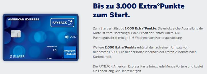 🔥 Payback American Express Kreditkarte dauerhaft kostenlos + 3.000 Punkte (30€) geschenkt