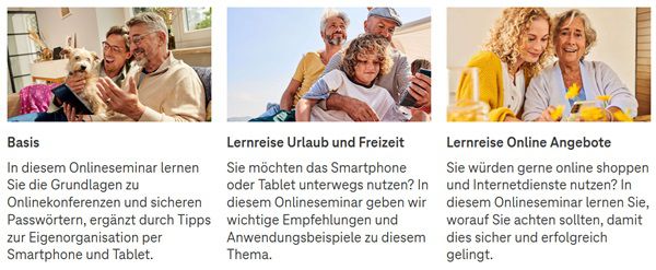 Telekom: Online  & Vor Ort Seminar für Senioren gratis