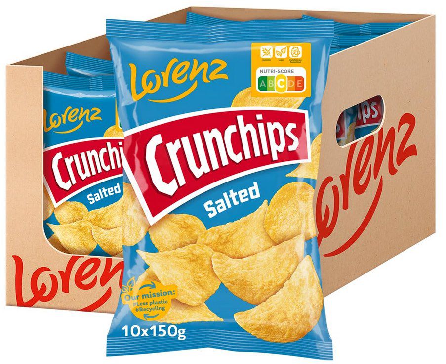 🧂 10x Lorenz Snack World Crunchips Salted (je 150g) ab 11,43€ (statt 17€)