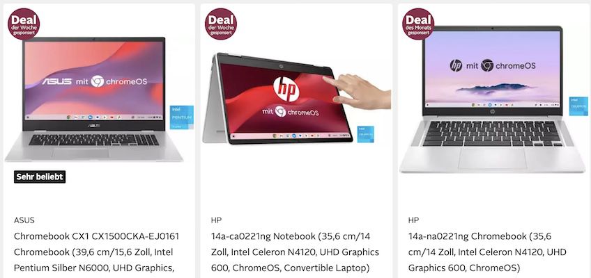 OTTO: 15% Extra auf div. Chromebooks z.B. Asus Chromebook für 509€ (statt 707€)