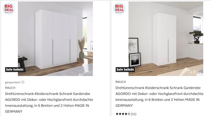 🛏️OTTO: Möbel reduziert + 20% extra z.B. rauch Kleiderschrank für 183,94€ (statt 240€) + 70€ Zubehör