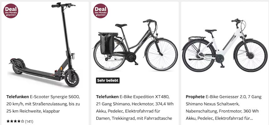 🏍️ OTTO: Motorisierte Zweiräder & E Bikes stark reduziert z.B. GT UNION Mofa für 1.638€ (statt 1.838€)