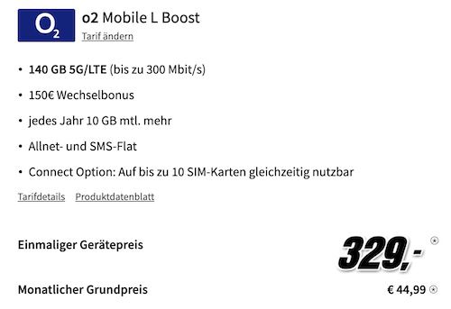 🔥 Apple iPhone 15 Pro Max für 329€ + o2 Allnet 140GB 5G für 44,99€ mtl. + 150€ Bonus