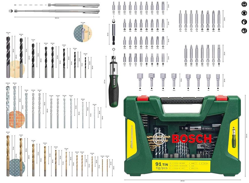 Bosch V Line Titanium Bohrer  und Bit Set 91 teilig für 24,99€ (statt 35€)