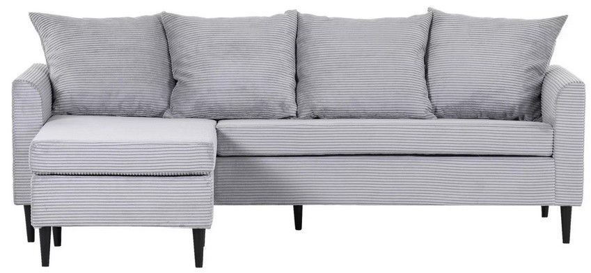 Carryhome hellgraues Cord Ecksofa Ottomane ab 299€ (statt 499€)