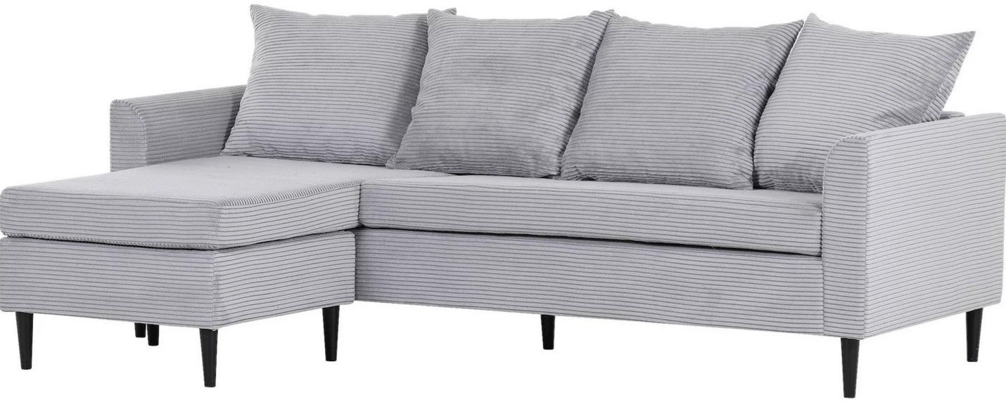 Carryhome hellgraues Cord Ecksofa Ottomane ab 299€ (statt 499€)