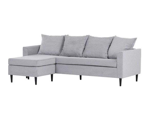 Carryhome hellgraues Cord Ecksofa Ottomane ab 299€ (statt 499€)