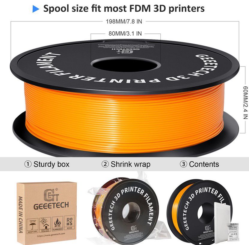 ⚙️Geeetech PLA 3D Drucker Filament ORANGE 1kg für 9,69€ (statt 17€)