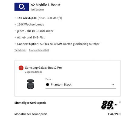 🔥 Samsung Galaxy S24 Ultra & Galaxy Buds2 Pro + o2 Allnet 140GB für 44,99€ mtl. + 150€ Bonus