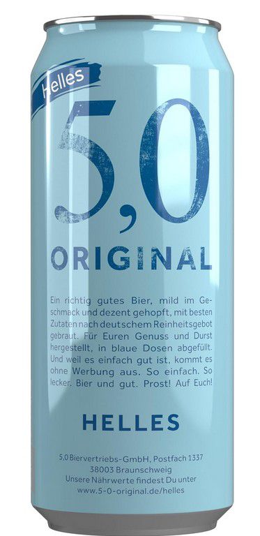 5,0 Original Helles 24er Bier Dosentray je 0,5l ab 14,82€ (statt 21€)