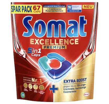 🧼 67er Pack Somat Excellence Premium 5in1 Caps ab 10,67€ (statt 15€)