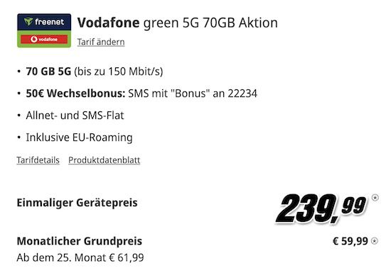 Google Pixel 9 Pro XL (256GB) für 239,99€ + Vodafone 70GB für 59,99€ mtl. + 50€ Bonus