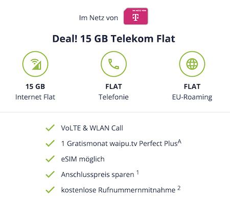 🔥 Telekom Allnet Flat von freenet mit 15GB LTE für 7,99€ mtl.