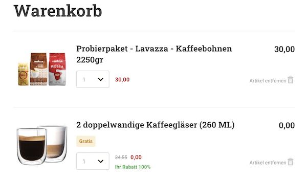 ☕ Lavazza Kaffeebohnen Probierpaket + 2 doppelwandige Gläser für 30€ (statt 42€)