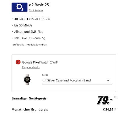 Über 200€ Gewinn 📱 Google Pixel 8 Pro + Pixel Watch 2 für 79€ + o2 Allnet 30GB für 24,99€ mtl.