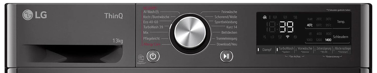 LG F2V7SLIM9B Waschmaschine 9kg 1.160 U/min für 599€ (statt 644€) +50€ Cashback