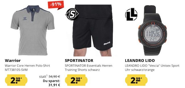 🔥👕 SportSpar Fixpreis Sale   Alle Artikel nur 2,99€ zzgl. VSK + 5€ Gutschein ab 60€