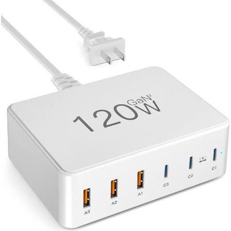 RFNAYK 6 Port USB A & C Ladegerät mit 120W GaN PD QC 3.0 für 26,99€ (statt 60€)