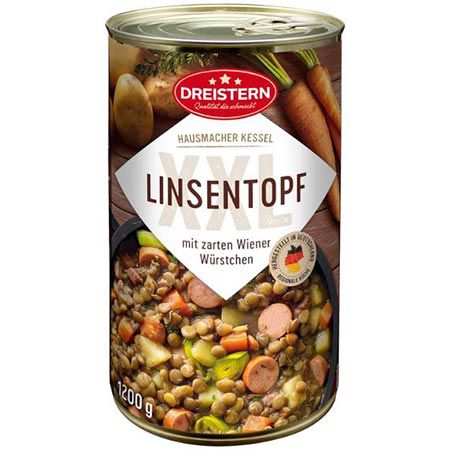 1,2 Kg Dreistern Linseneintopf mit Wiener Würstchen ab 4,84€ (statt 6€)